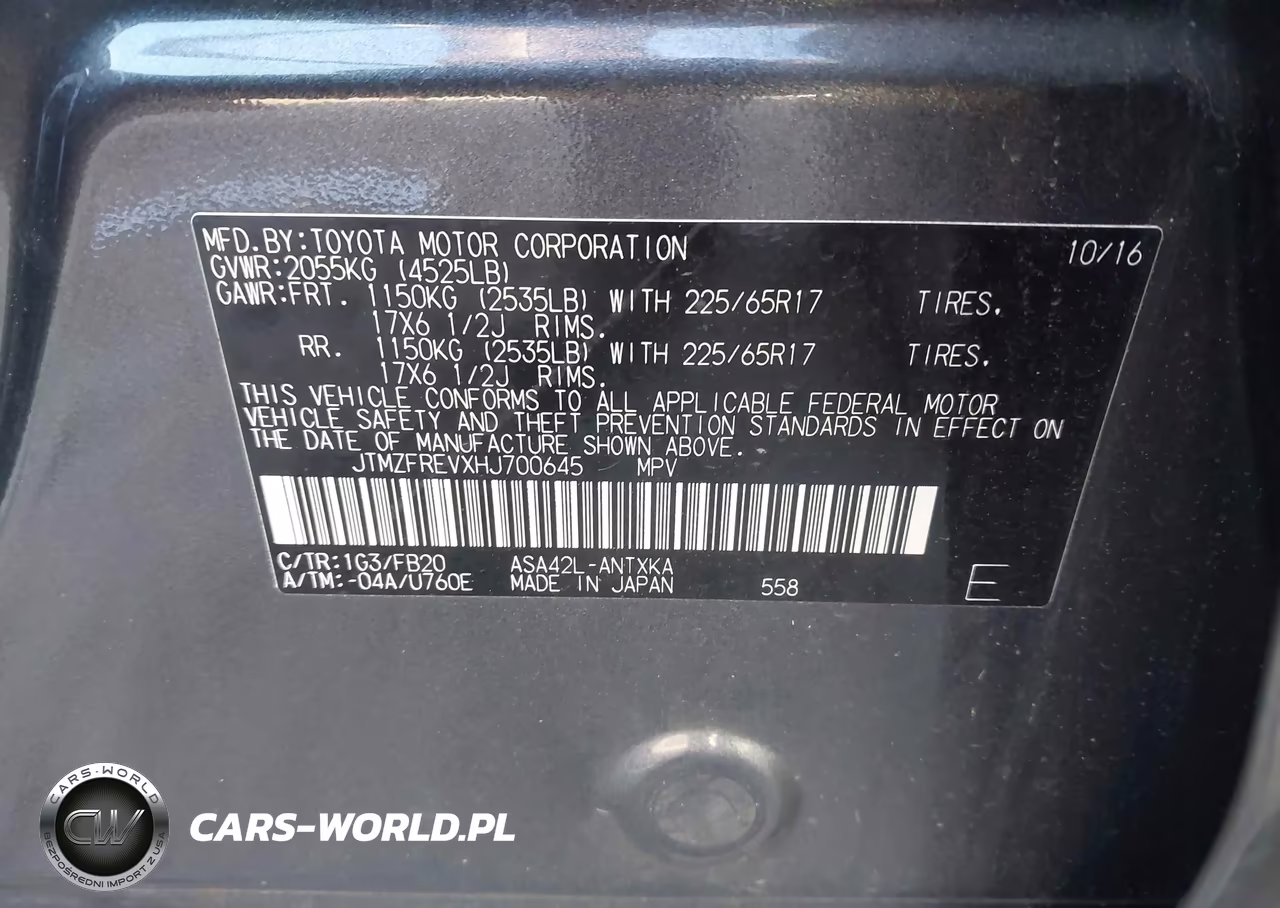 2017 Toyota Rav4 Le VIN:JTMZFREVXHJ700645 - 9