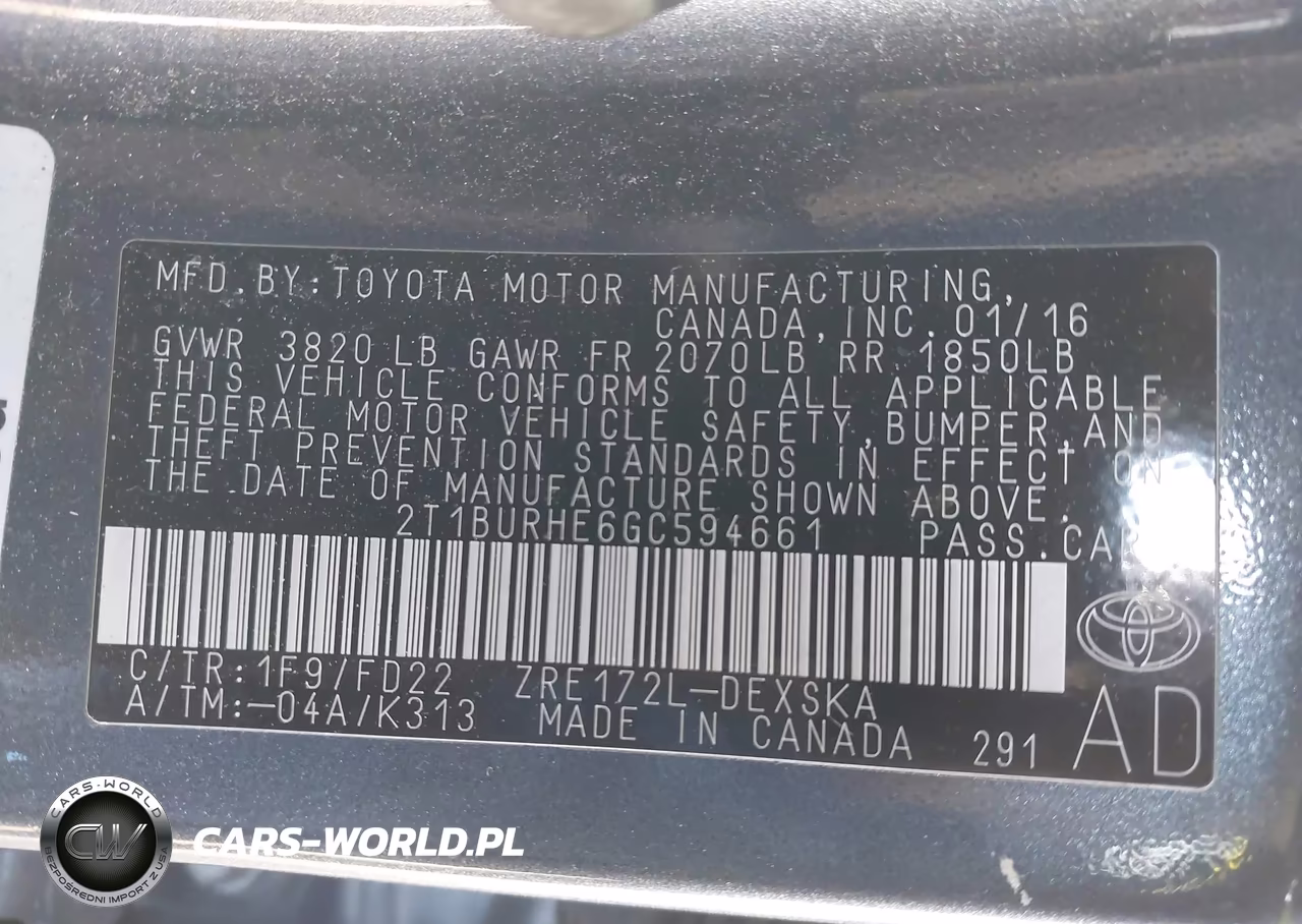 2016 Toyota Corolla S VIN:2T1BURHE6GC594661 - 9