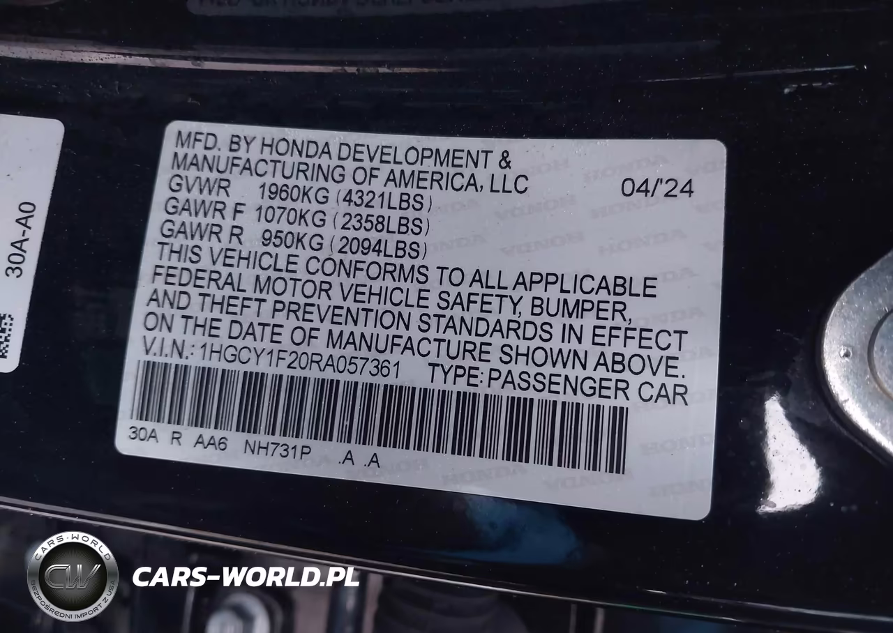 2024 Honda Accord Lx VIN:1HGCY1F20RA057361 - 9