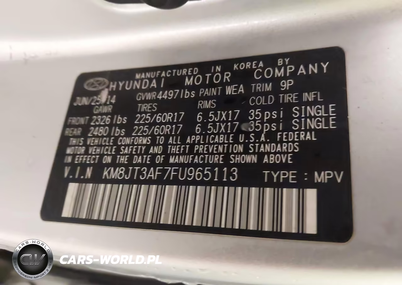 2015 Hyundai Tucson Gls VIN:KM8JT3AF7FU965113 - 9