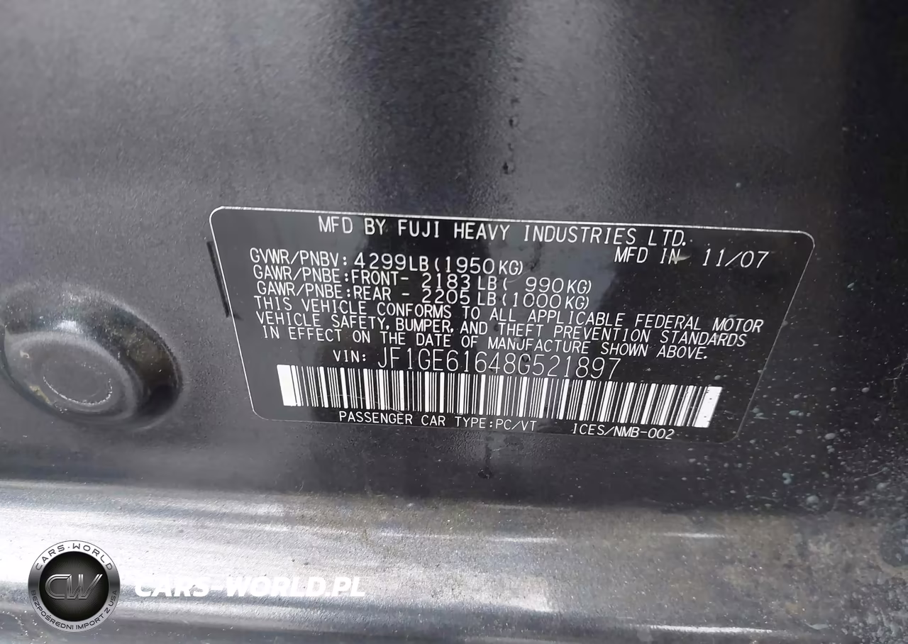 2008 Subaru Impreza 2.5I VIN:JF1GE61648G521897 - 9