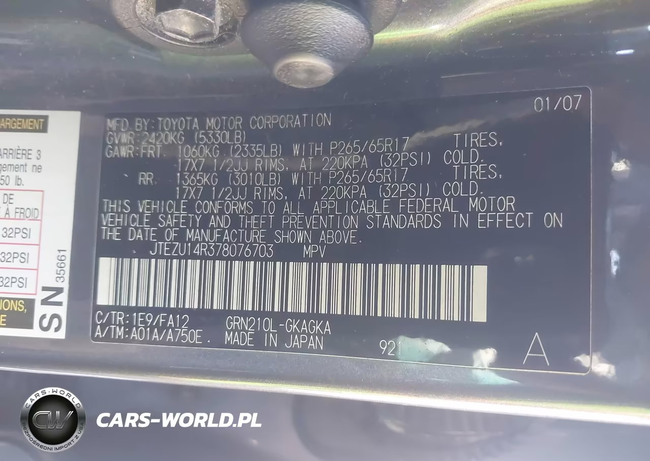 2007 Toyota 4Runner Sr5 V6 VIN:JTEZU14R378076703 - 9