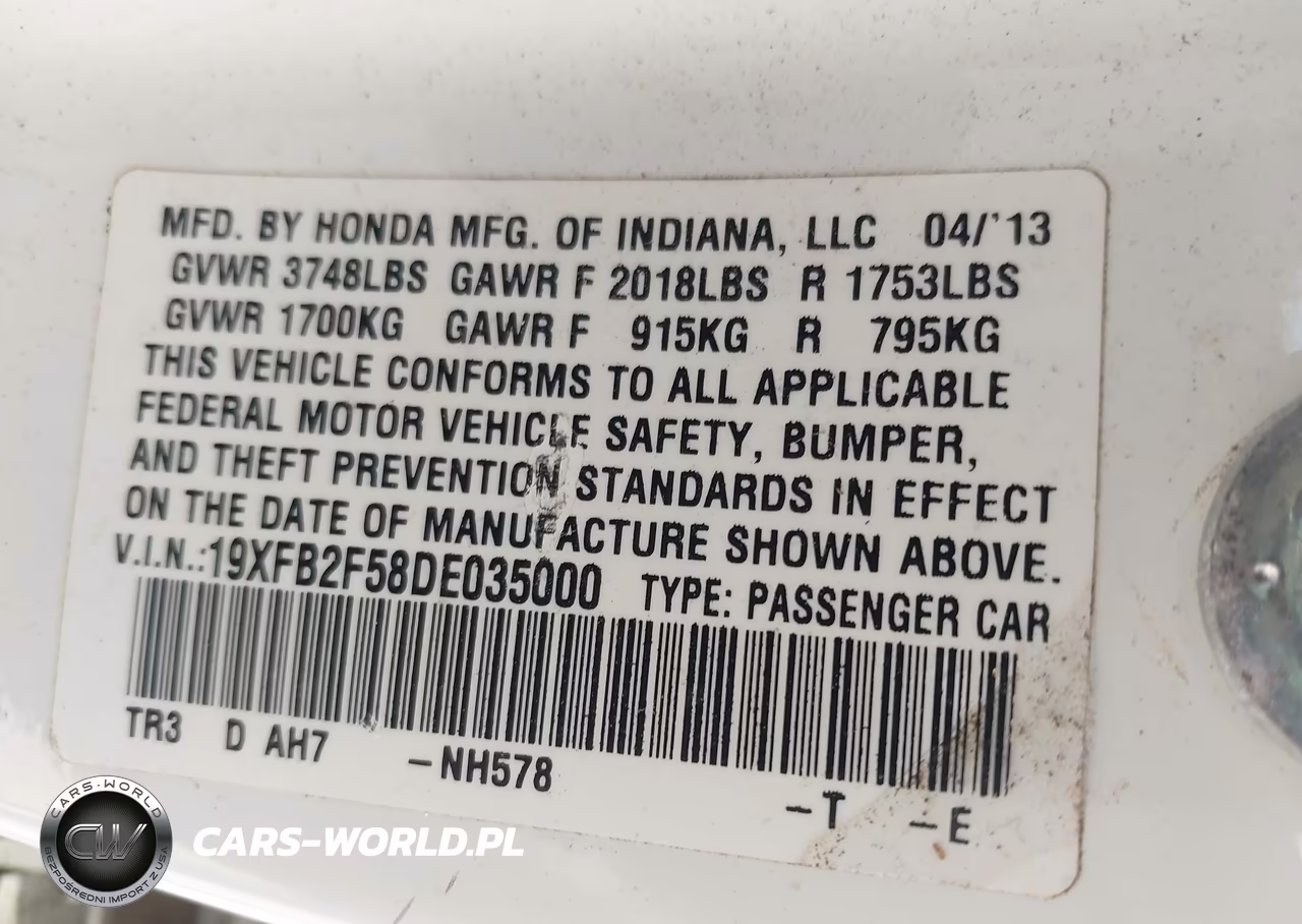 2013 Honda Civic Lx VIN:19XFB2F58DE035000 - 9