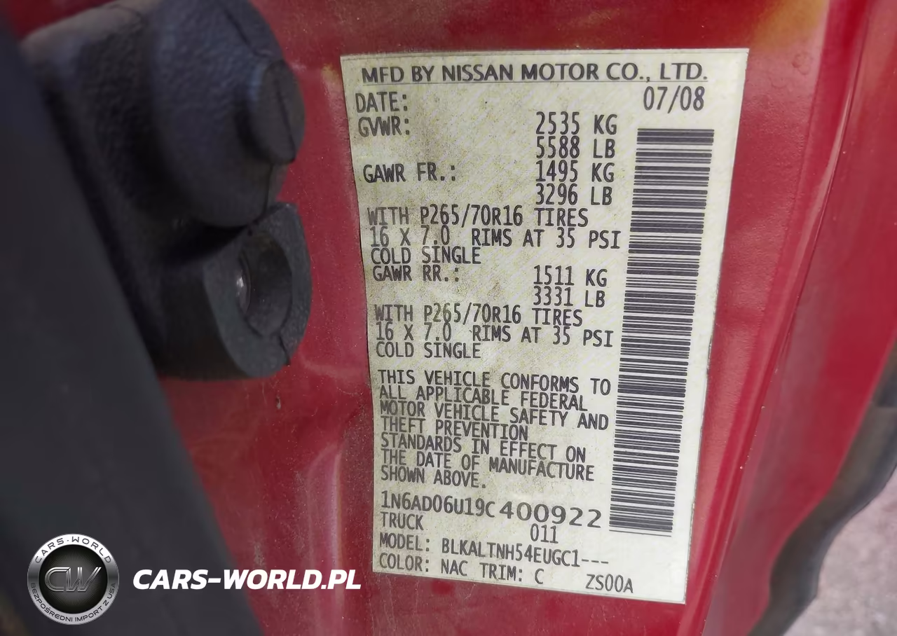2009 Nissan Frontier Se VIN:1N6AD06U19C400922 - 9