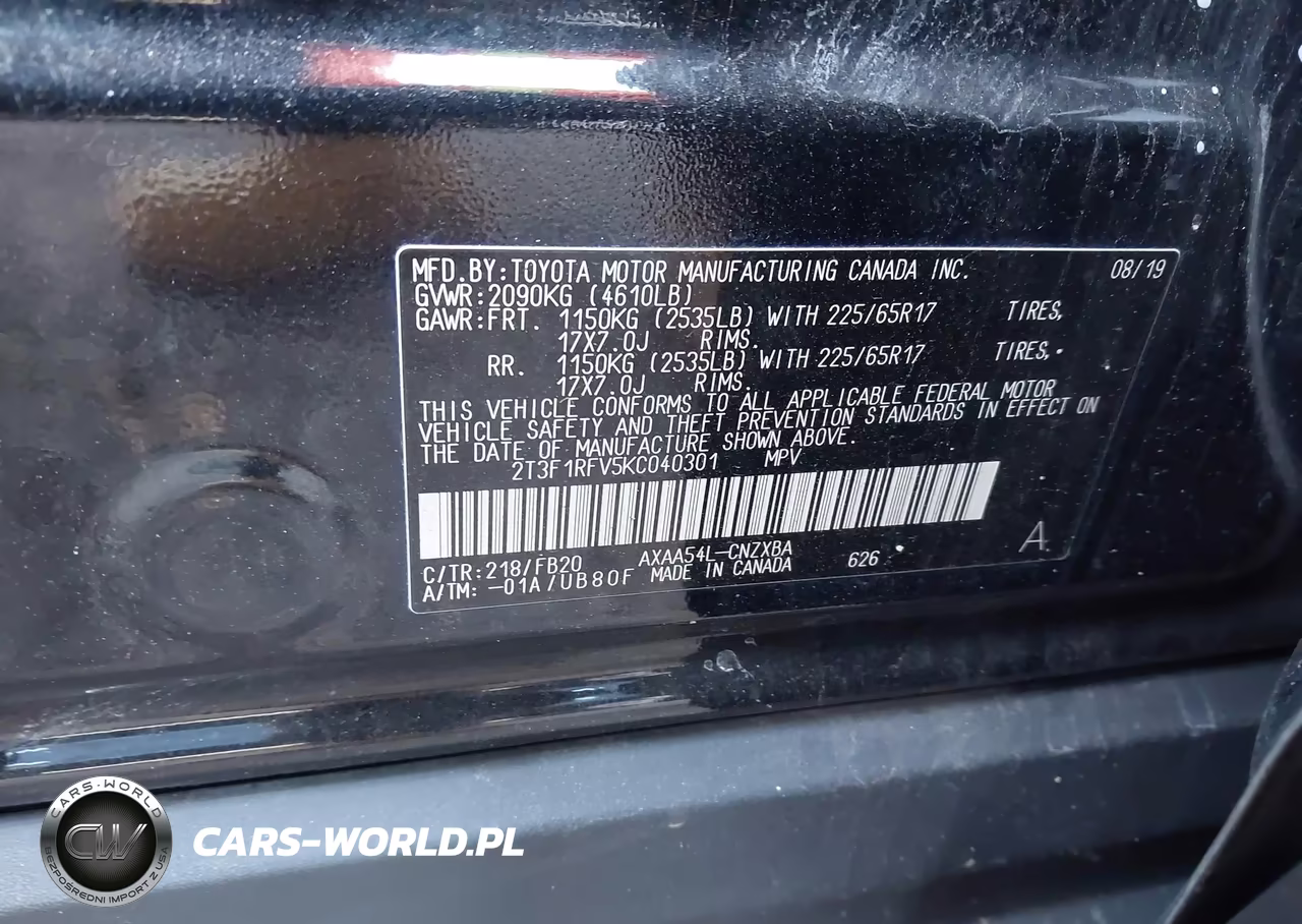2019 Toyota Rav4 Le VIN:2T3F1RFV5KC040301 - 9