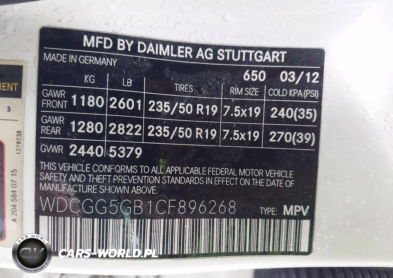 2012 Mercedes-Benz Glk 350 VIN:WDCGG5GB1CF896268 - 9