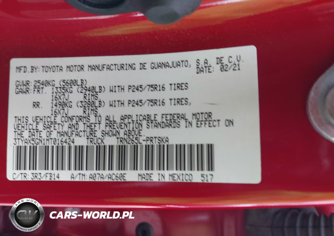 2021 Toyota Tacoma Sr VIN:3TYAX5GN1MT016424 - 9