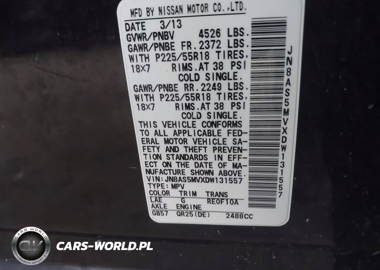 2013 Nissan Rogue Sv W-Sl Pkg VIN:JN8AS5MVXDW131557 - 9