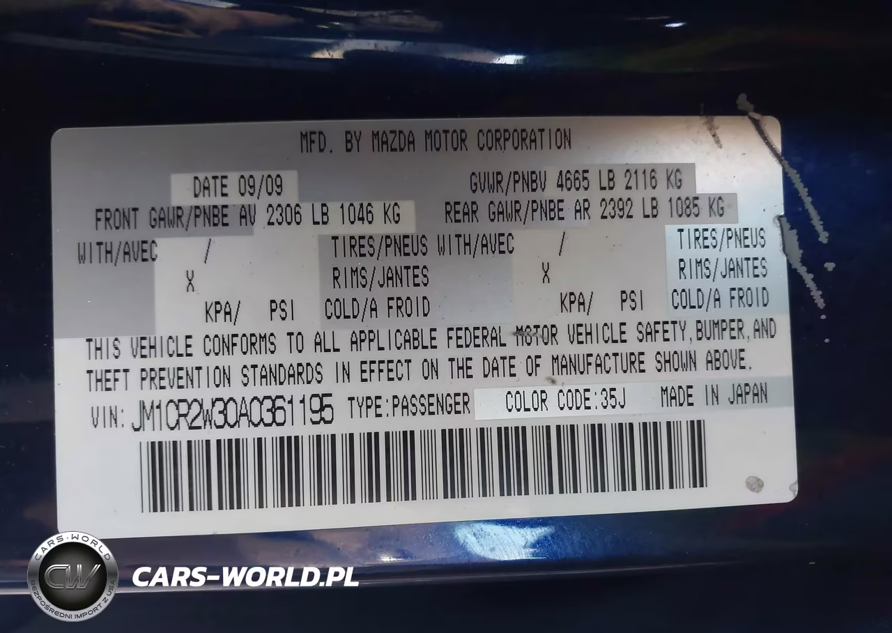2010 Mazda Mazda5 Sport VIN:JM1CR2W30A0361195 - 9