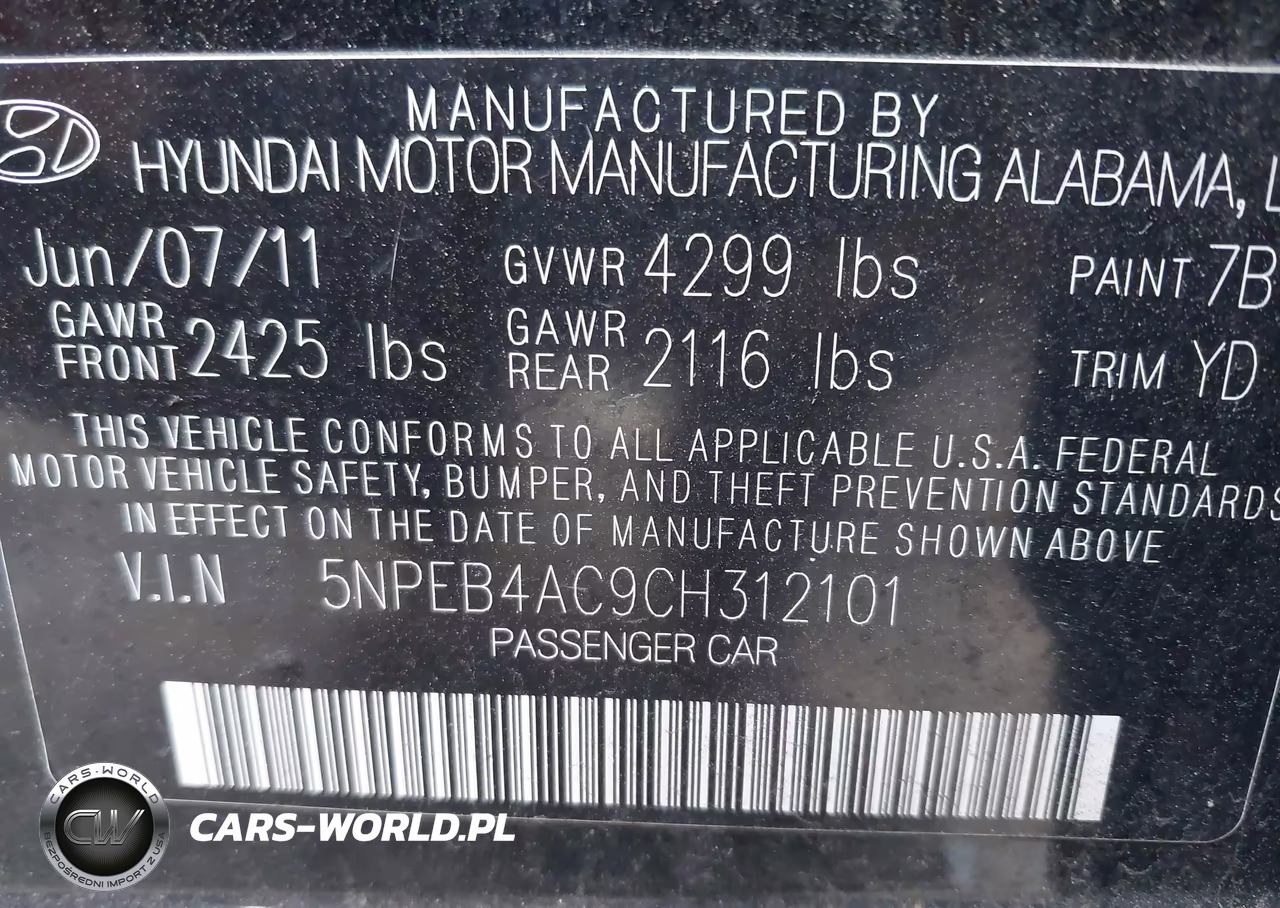 2012 Hyundai Sonata Gls VIN:5NPEB4AC9CH312101 - 9