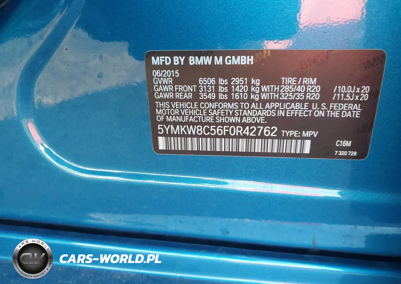 2015 BMW X6 M VIN:5YMKW8C56F0R42762 - 9