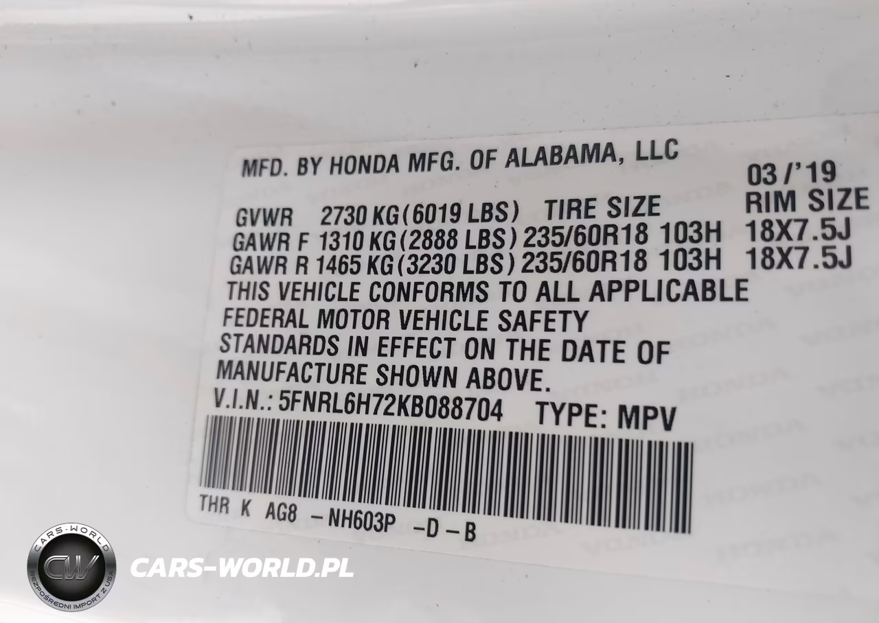 2019 Honda Odyssey Ex-L VIN:5FNRL6H72KB088704 - 9