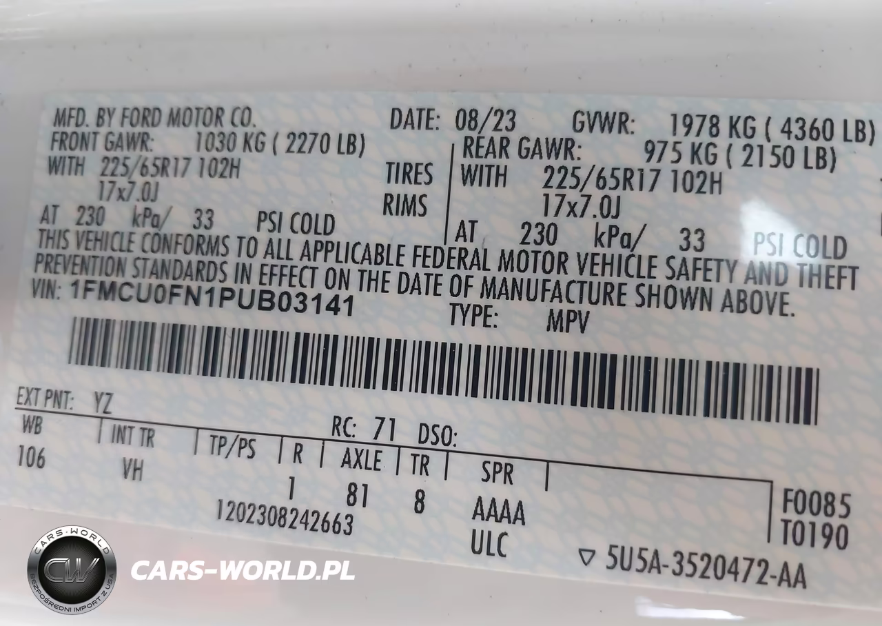 2023 Ford Escape VIN:1FMCU0FN1PUB03141 - 9