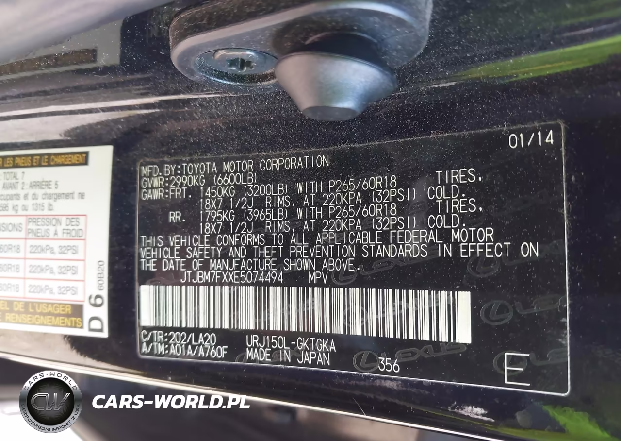 2014 Lexus Gx 460 VIN:JTJBM7FXXE5074494 - 9