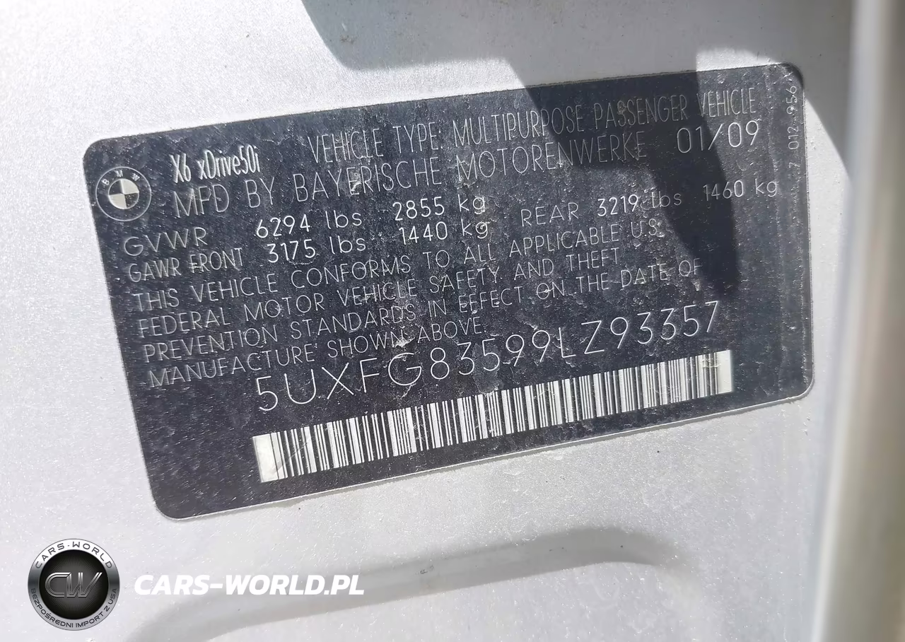 2009 BMW X6 xDrive50I VIN:5UXFG83599LZ93357 - 9