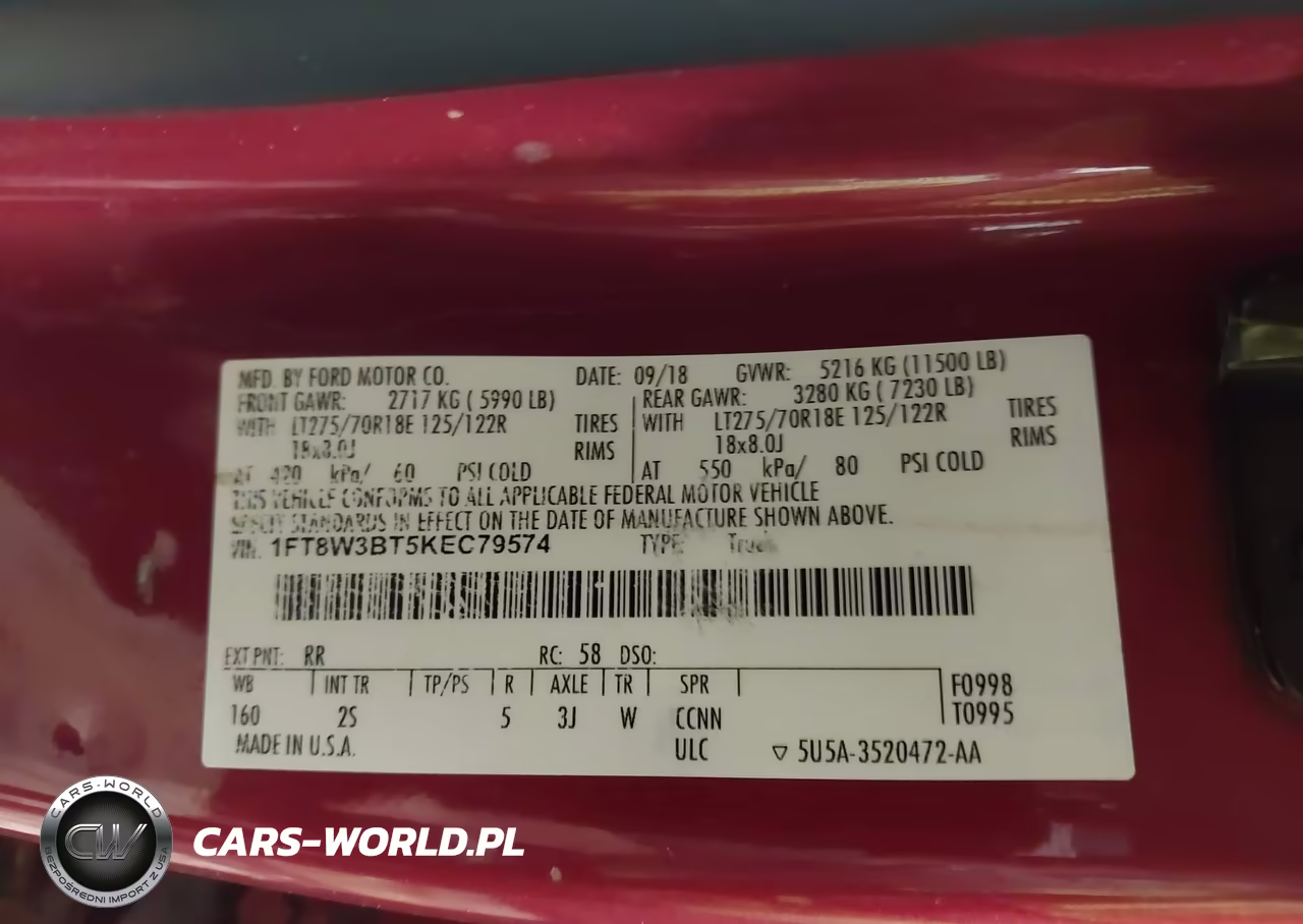 2019 Ford F-350 Xlt VIN:1FT8W3BT5KEC79574 - 9