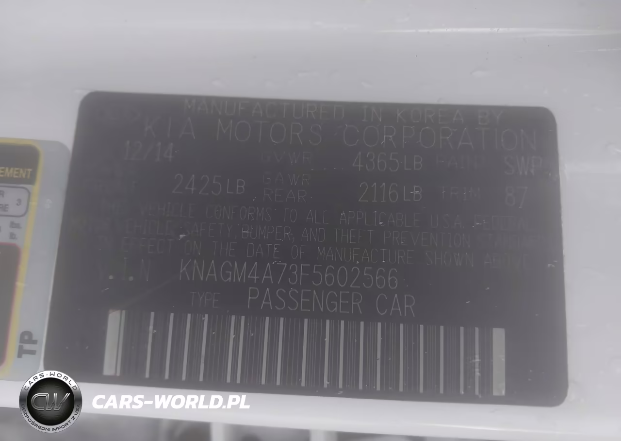 2015 Kia Optima Lx VIN:KNAGM4A73F5602566 - 9
