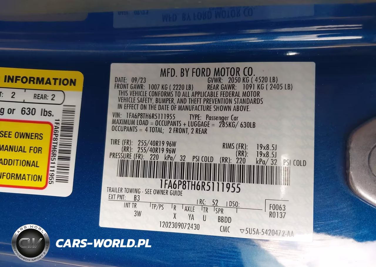 2024 Ford Mustang Ecoboost Premium Fastback VIN:1FA6P8TH6R5111955 - 9