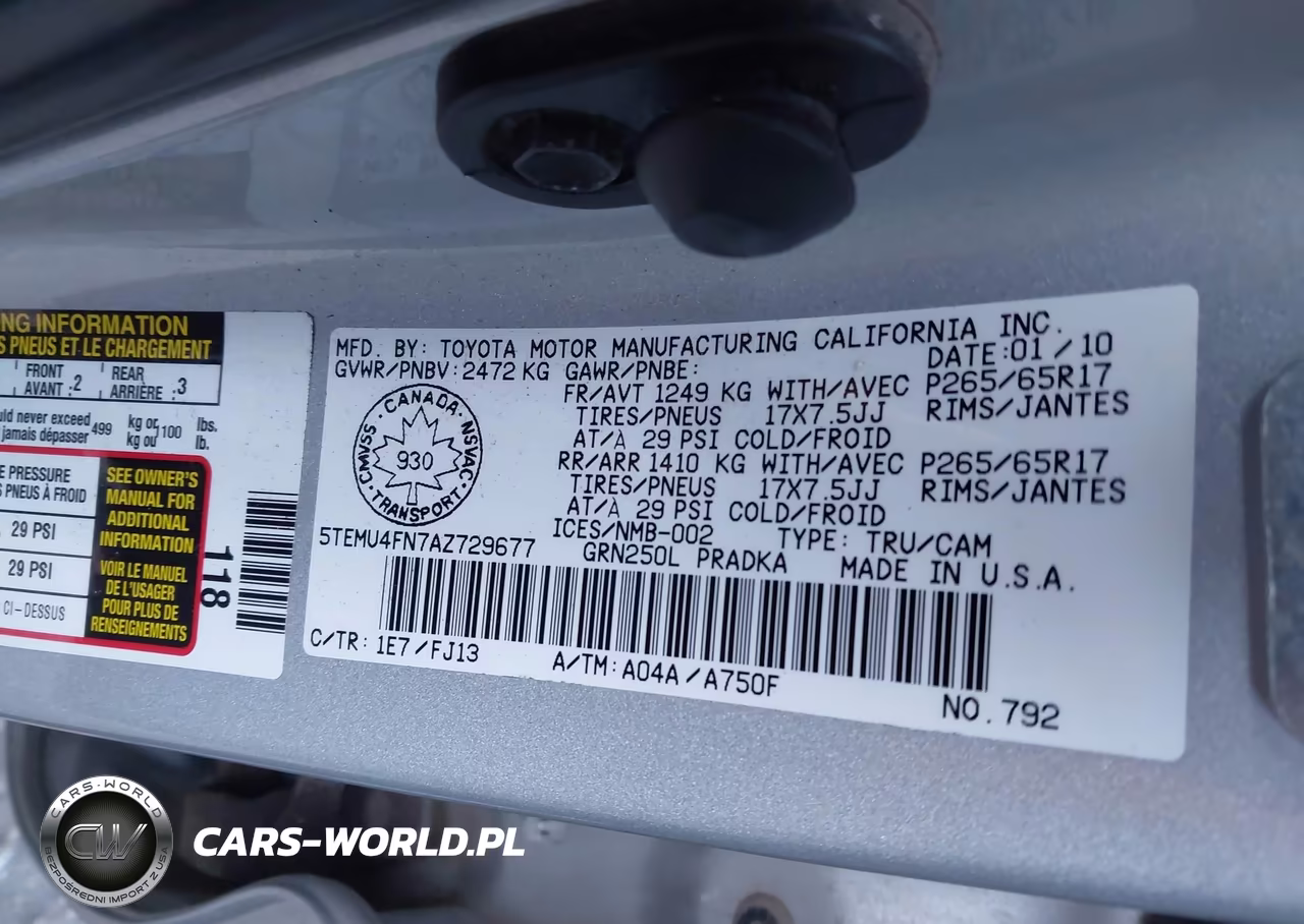 2010 Toyota Tacoma V6 VIN:5TEMU4FN7AZ729677 - 9