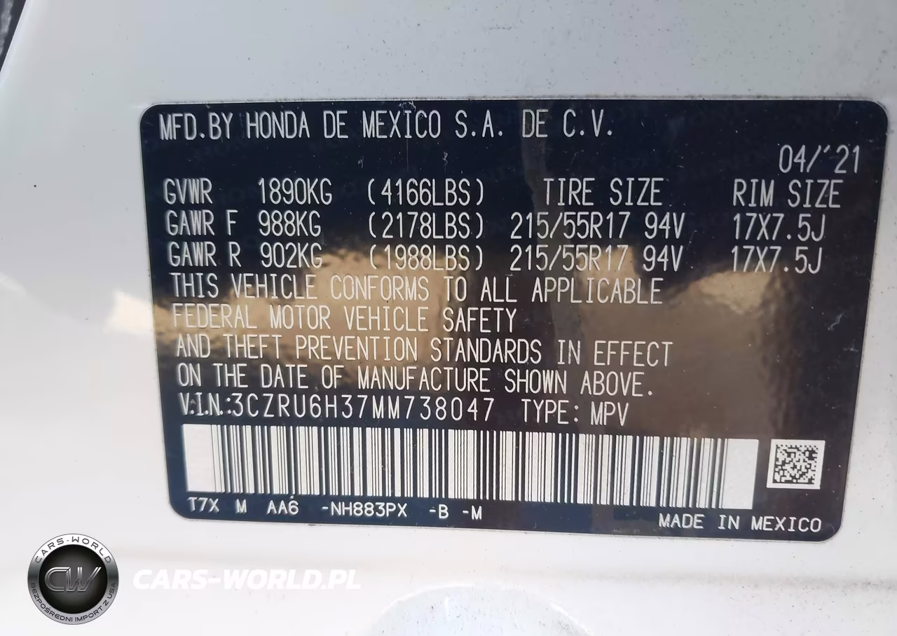 2021 Honda Hr-V Awd Lx VIN:3CZRU6H37MM738047 - 9