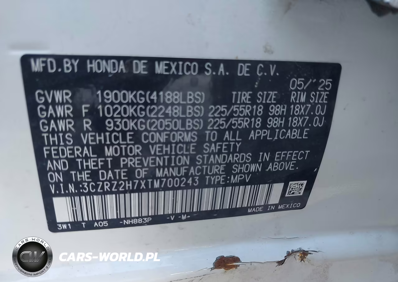 2026 Honda Hr-V Awd Ex-L VIN:3CZRZ2H7XTM700243 - 9
