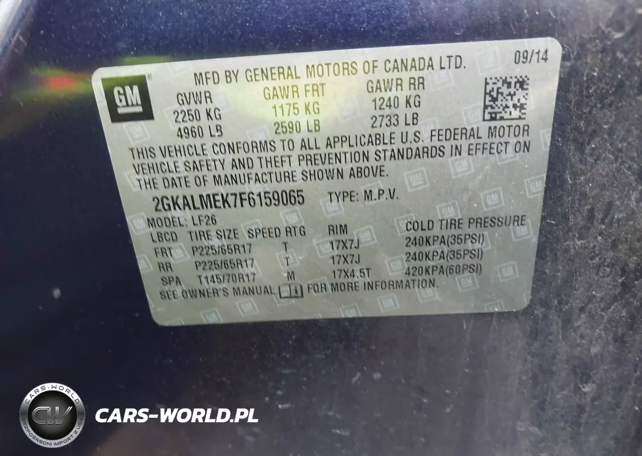 2015 GMC Terrain Sle-1 VIN:2GKALMEK7F6159065 - 9