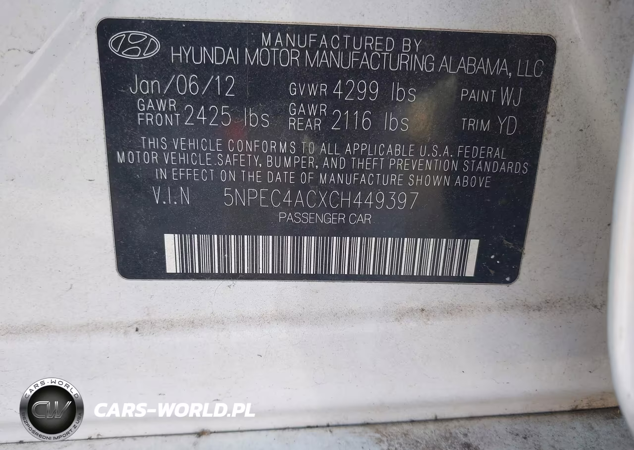 2012 Hyundai Sonata Limited VIN:5NPEC4ACXCH449397 - 9