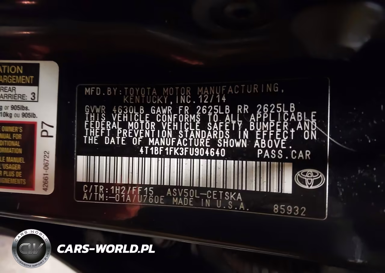 2015 Toyota Camry Se VIN:4T1BF1FK3FU904640 - 9