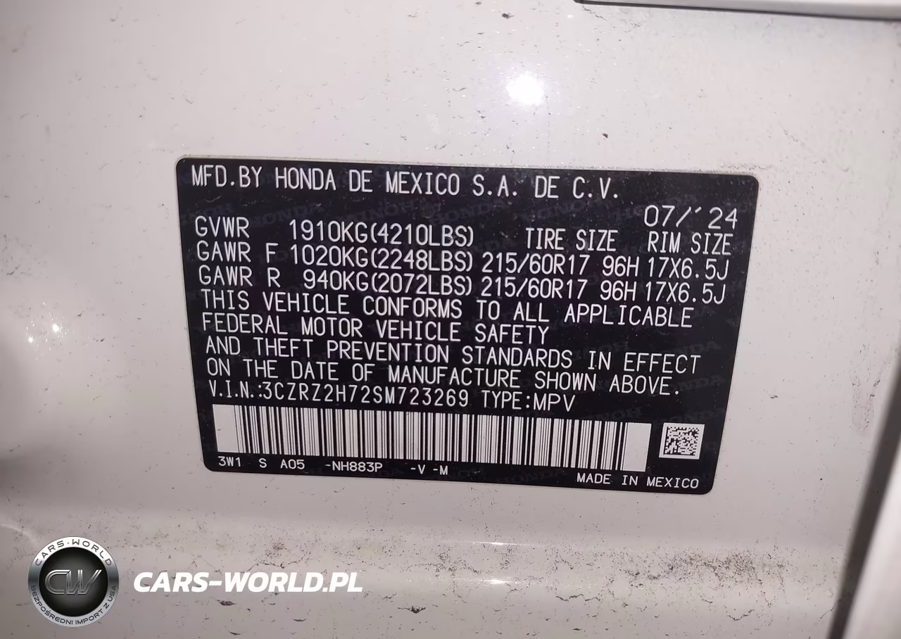 2025 Honda Hr-V Awd Ex-L VIN:3CZRZ2H72SM723269 - 9