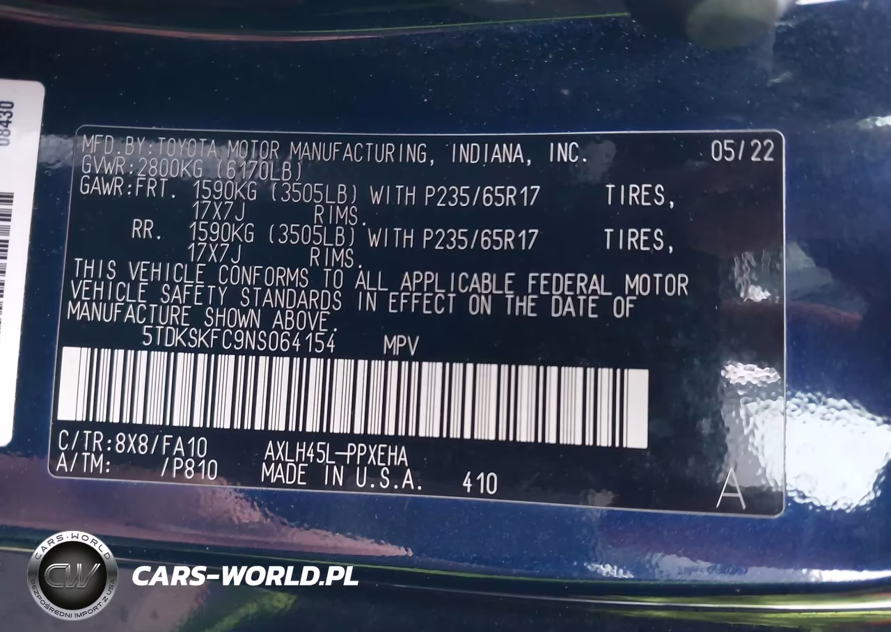 2022 Toyota Sienna Le VIN:5TDKSKFC9NS064154 - 9
