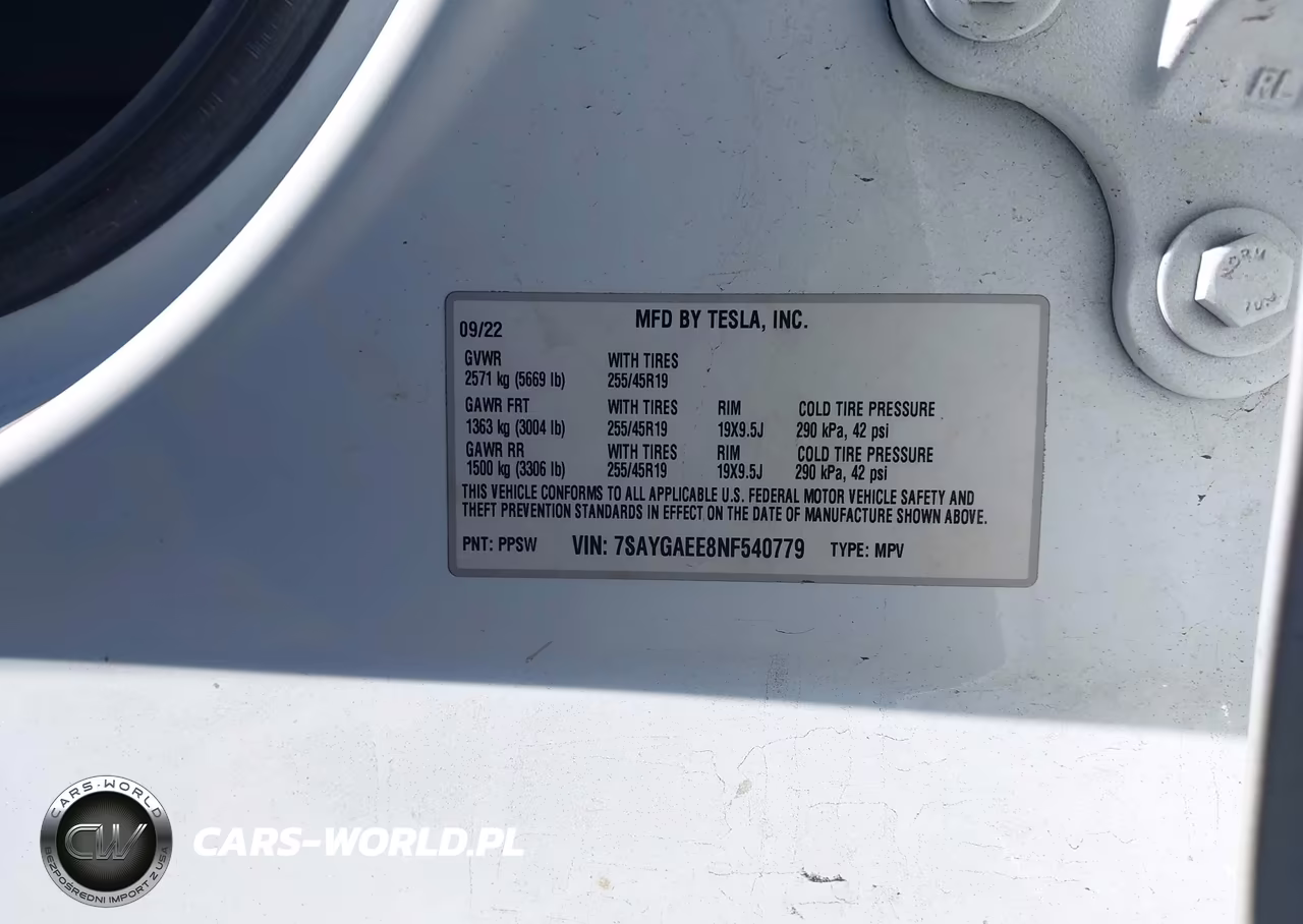 2022 Tesla Model Y Long Range Dual Motor All-Wheel Drive VIN:7SAYGAEE8NF540779 - 9