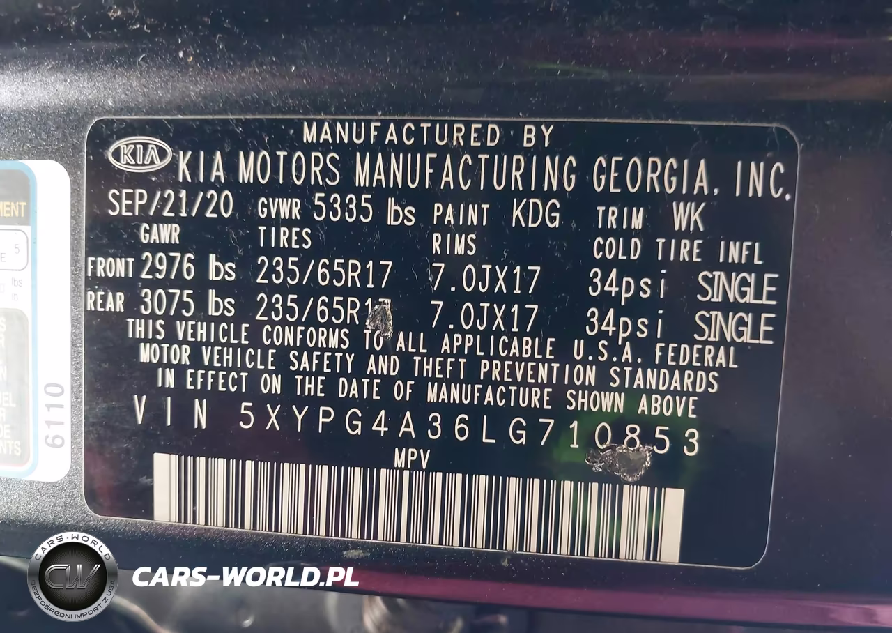 2020 Kia Sorento 2.4L Lx VIN:5XYPG4A36LG710853 - 9