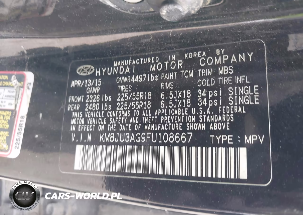 2015 Hyundai Tucson Limited VIN:KM8JU3AG9FU108667 - 9