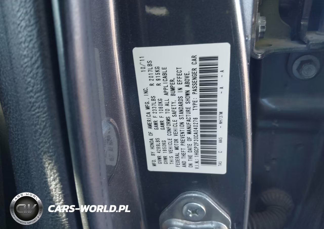 2012 Honda Accord 2.4 Lx VIN:1HGCP2F30CA040276 - 9