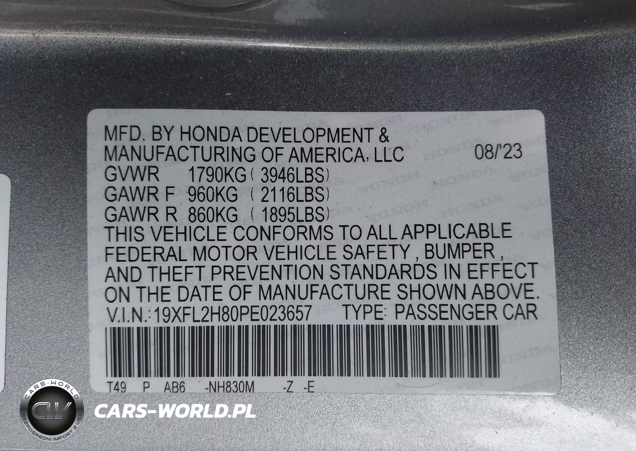 2023 Honda Civic Sport VIN:19XFL2H80PE023657 - 9