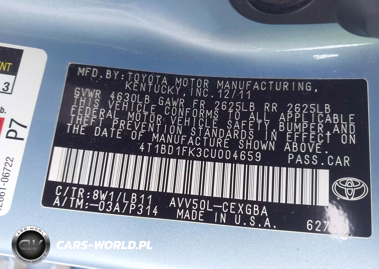 2012 Toyota Camry Hybrid Xle VIN:4T1BD1FK3CU004659 - 9