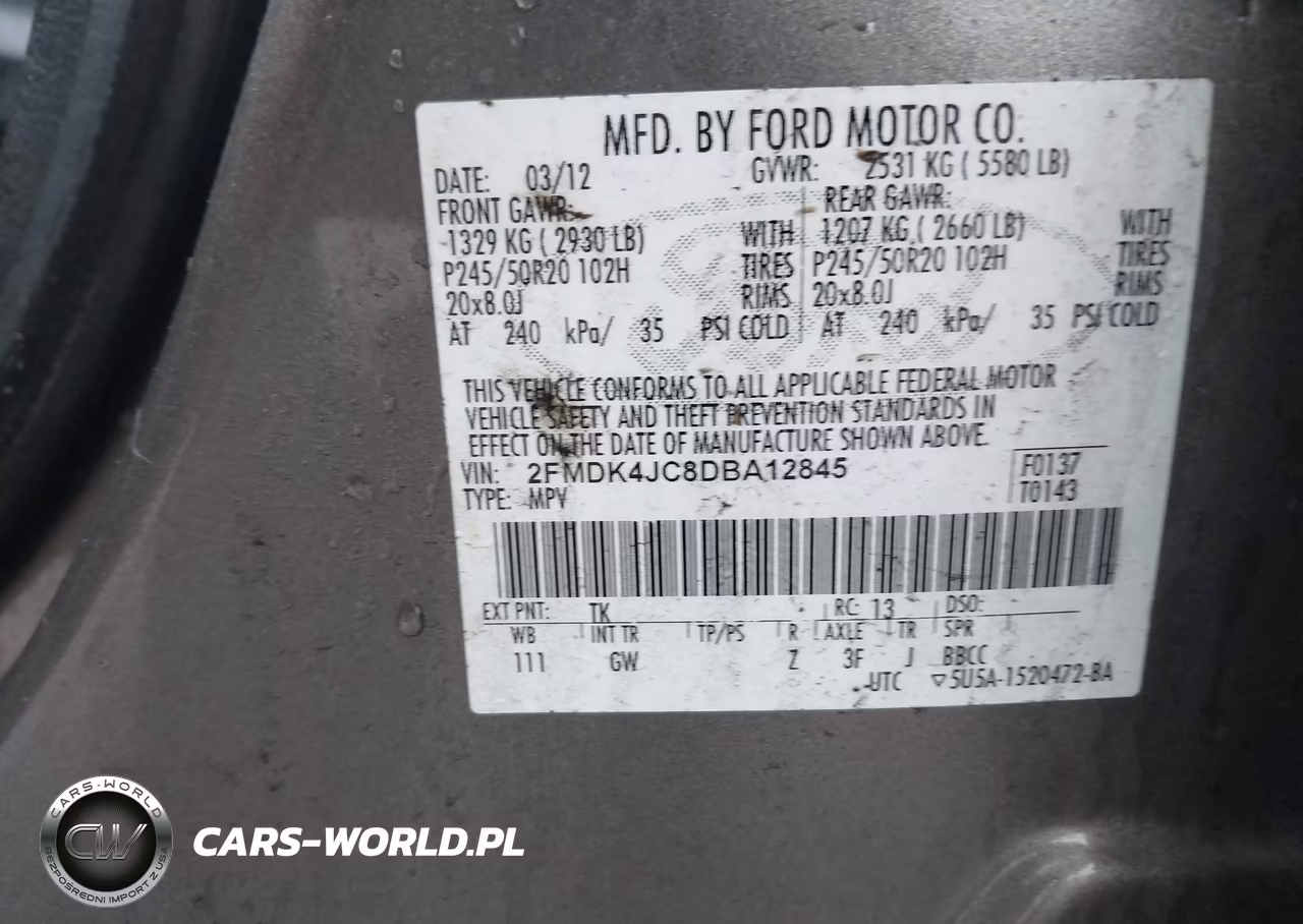 2013 Ford Edge Sel VIN:2FMDK4JC8DBA12845 - 9