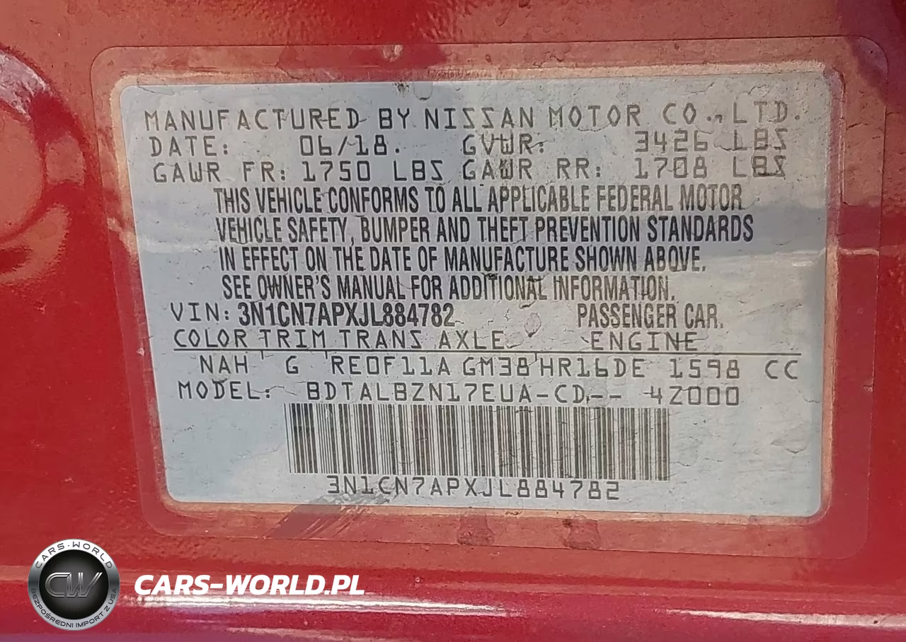 2018 Nissan Versa 1.6 Sv VIN:3N1CN7APXJL884782 - 9