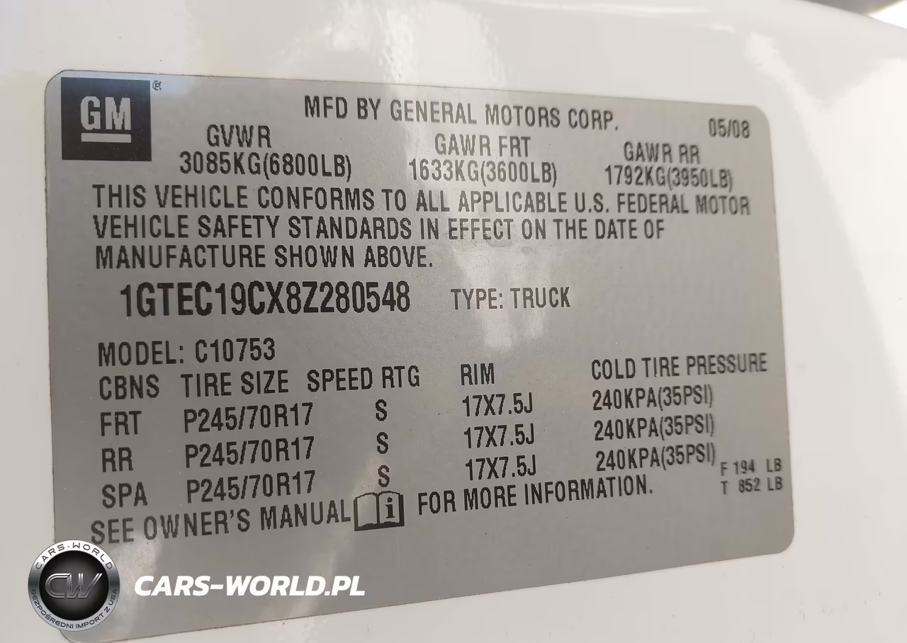 2008 GMC Sierra 1500 Work Truck VIN:1GTEC19CX8Z280548 - 9