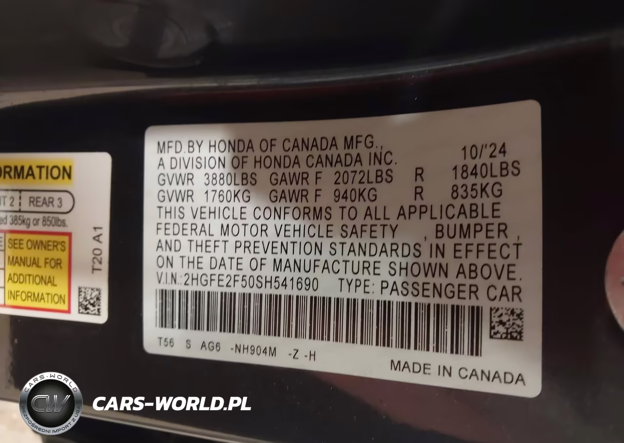 2025 Honda Civic Sport VIN:2HGFE2F50SH541690 - 9