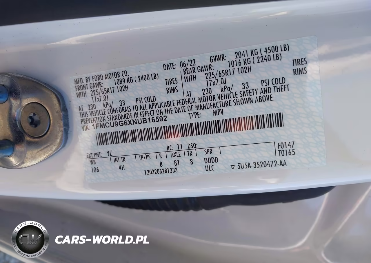 2022 Ford Escape Se VIN:1FMCU9G6XNUB16592 - 9