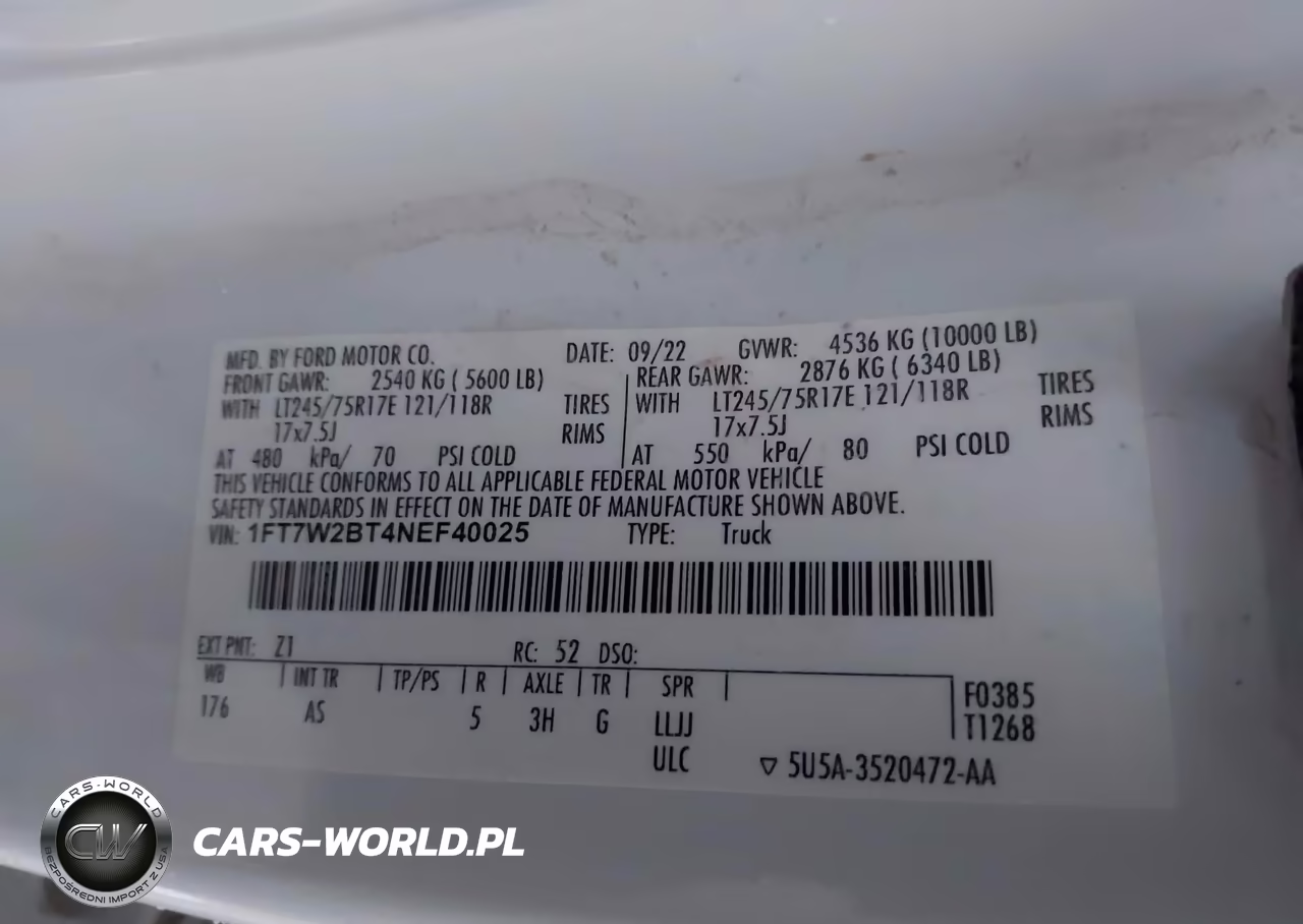 2022 Ford F-250 Xl VIN:1FT7W2BT4NEF40025 - 9