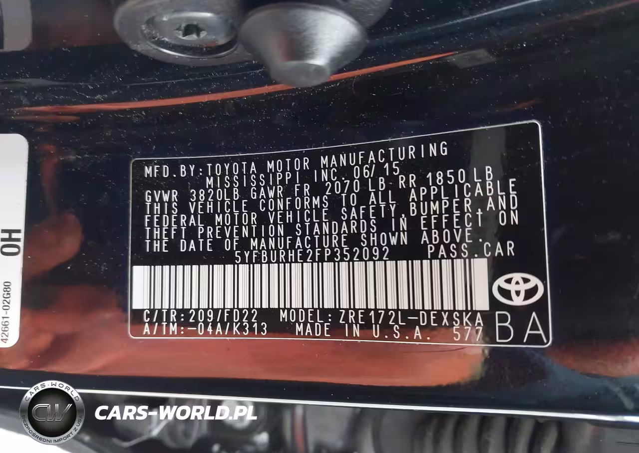 2015 Toyota Corolla S Plus VIN:5YFBURHE2FP352092 - 9