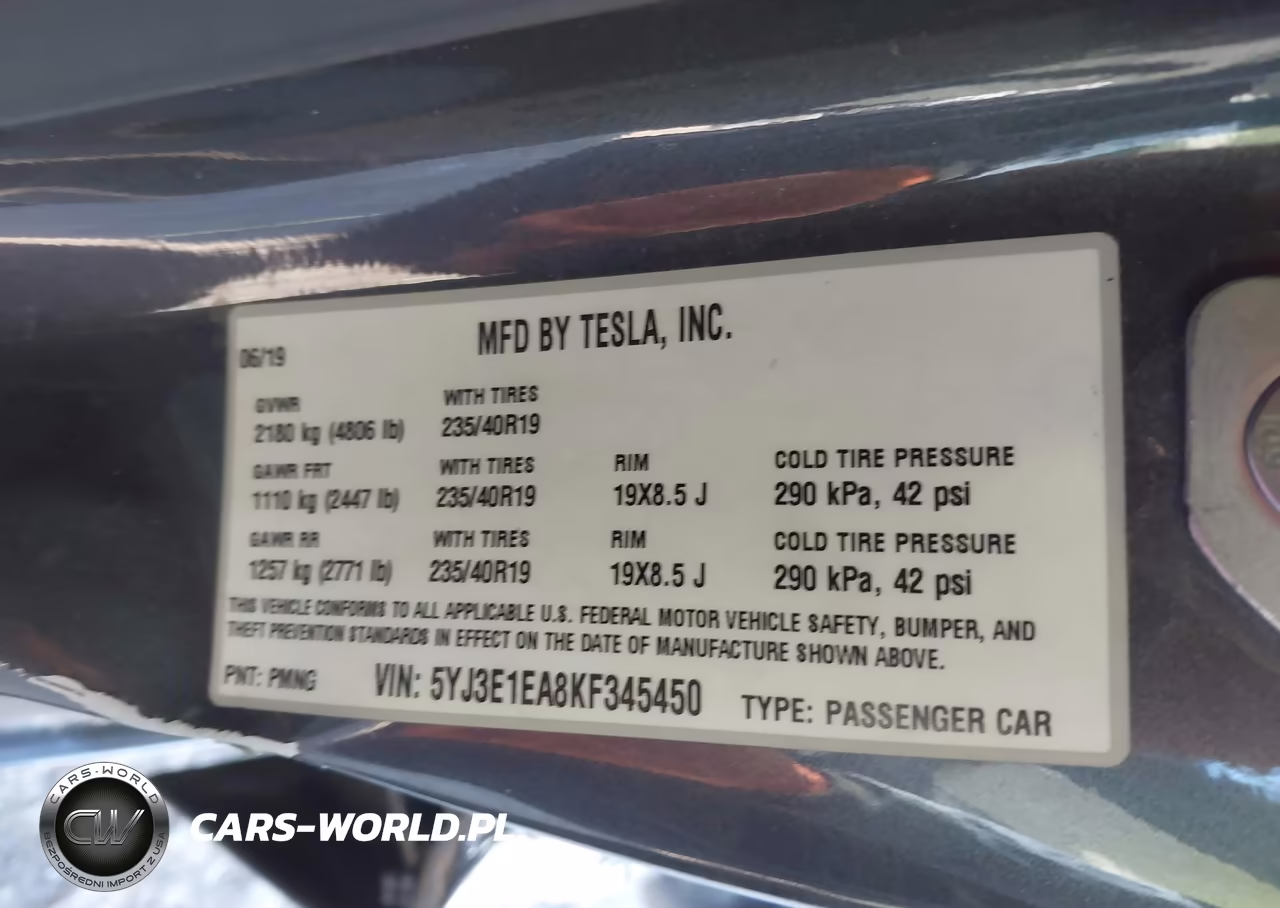 2019 Tesla Model 3 Long Range-Mid Range-Standard Range-Standard Range Plus VIN:5YJ3E1EA8KF345450 - 9