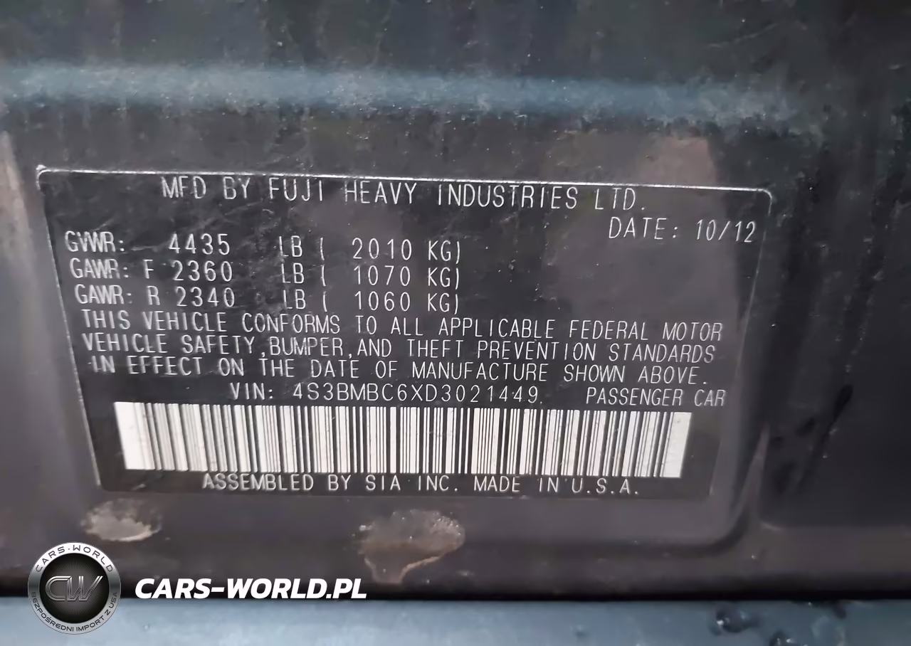 2013 Subaru Legacy 2.5I Premium VIN:4S3BMBC6XD3021449 - 9