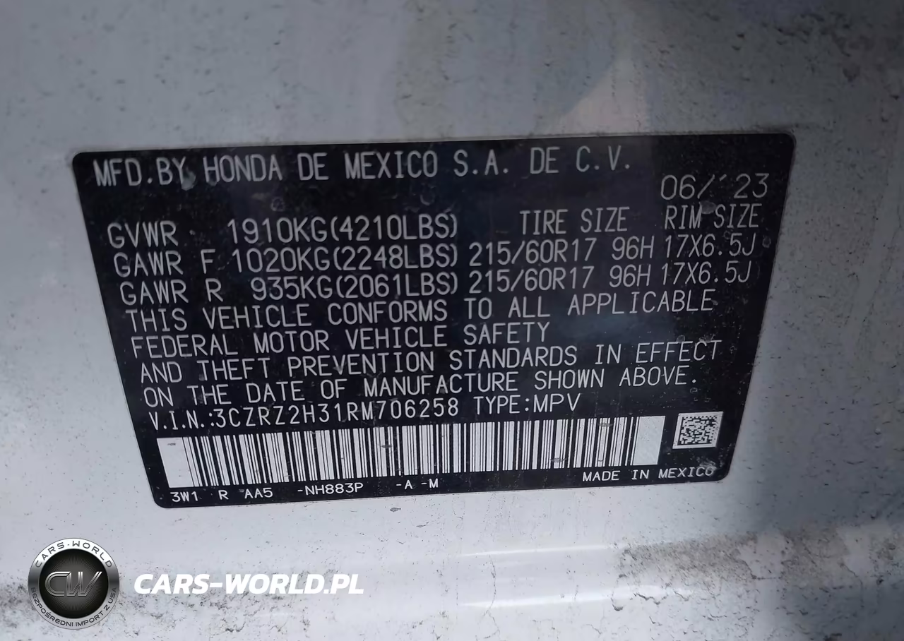 2024 Honda Hr-V Awd Lx VIN:3CZRZ2H31RM706258 - 9