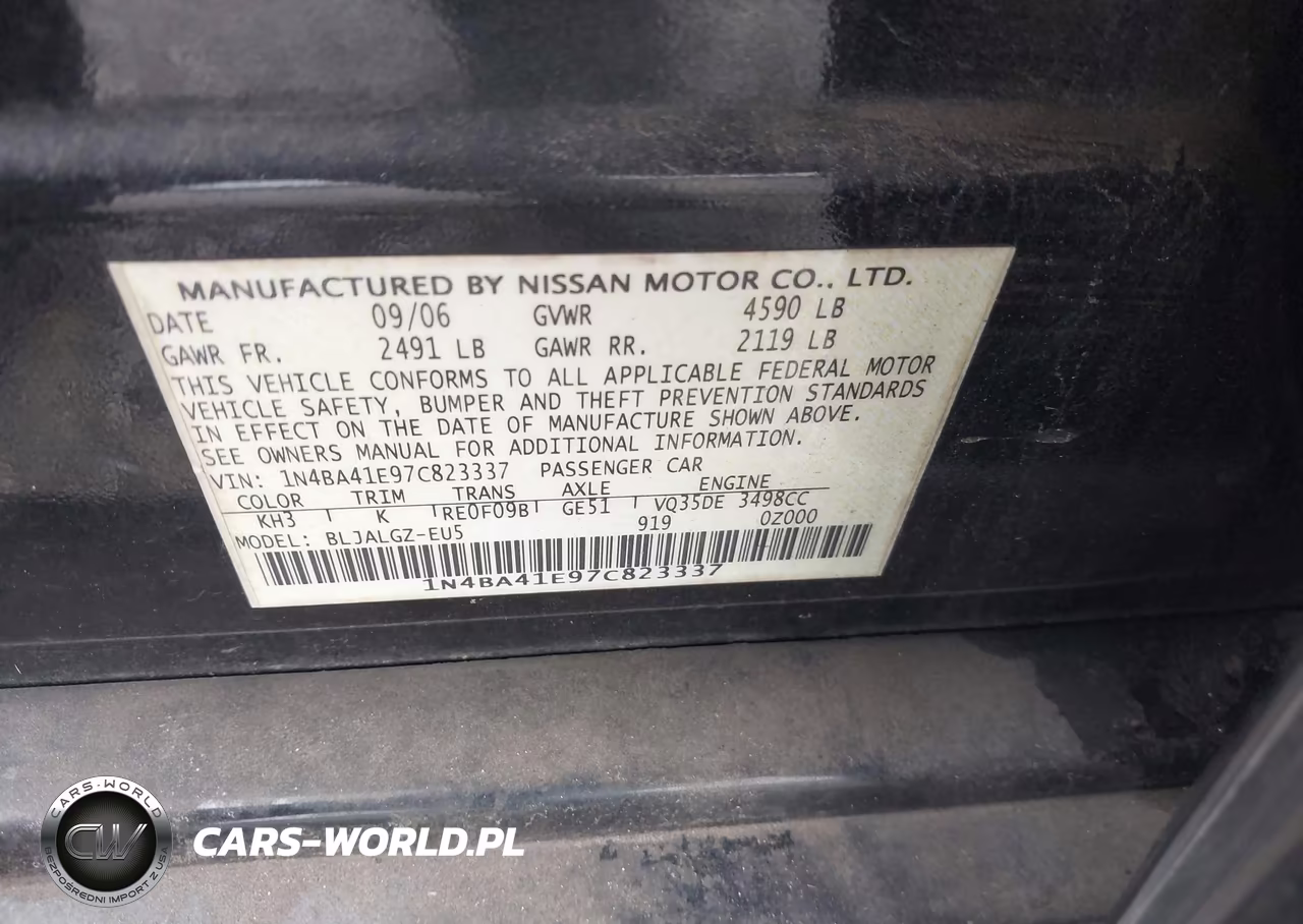 2007 Nissan Maxima 3.5 Sl VIN:1N4BA41E97C823337 - 9