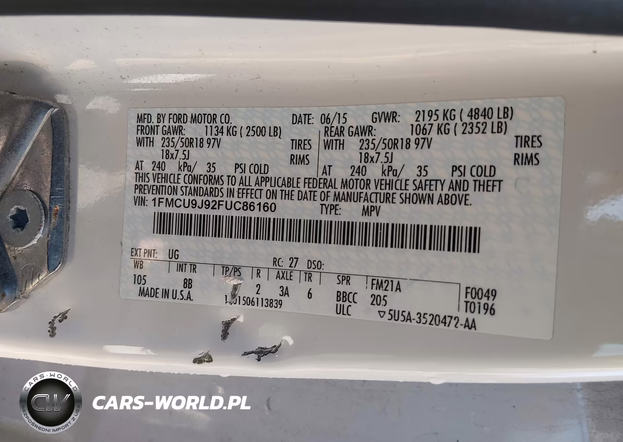 2015 Ford Escape Titanium VIN:1FMCU9J92FUC86160 - 9