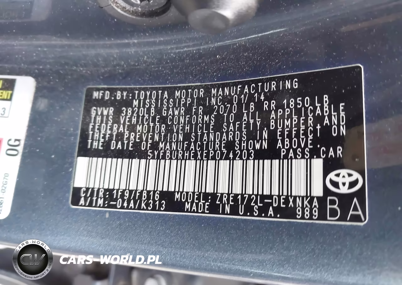 2014 Toyota Corolla Le VIN:5YFBURHEXEP074203 - 9