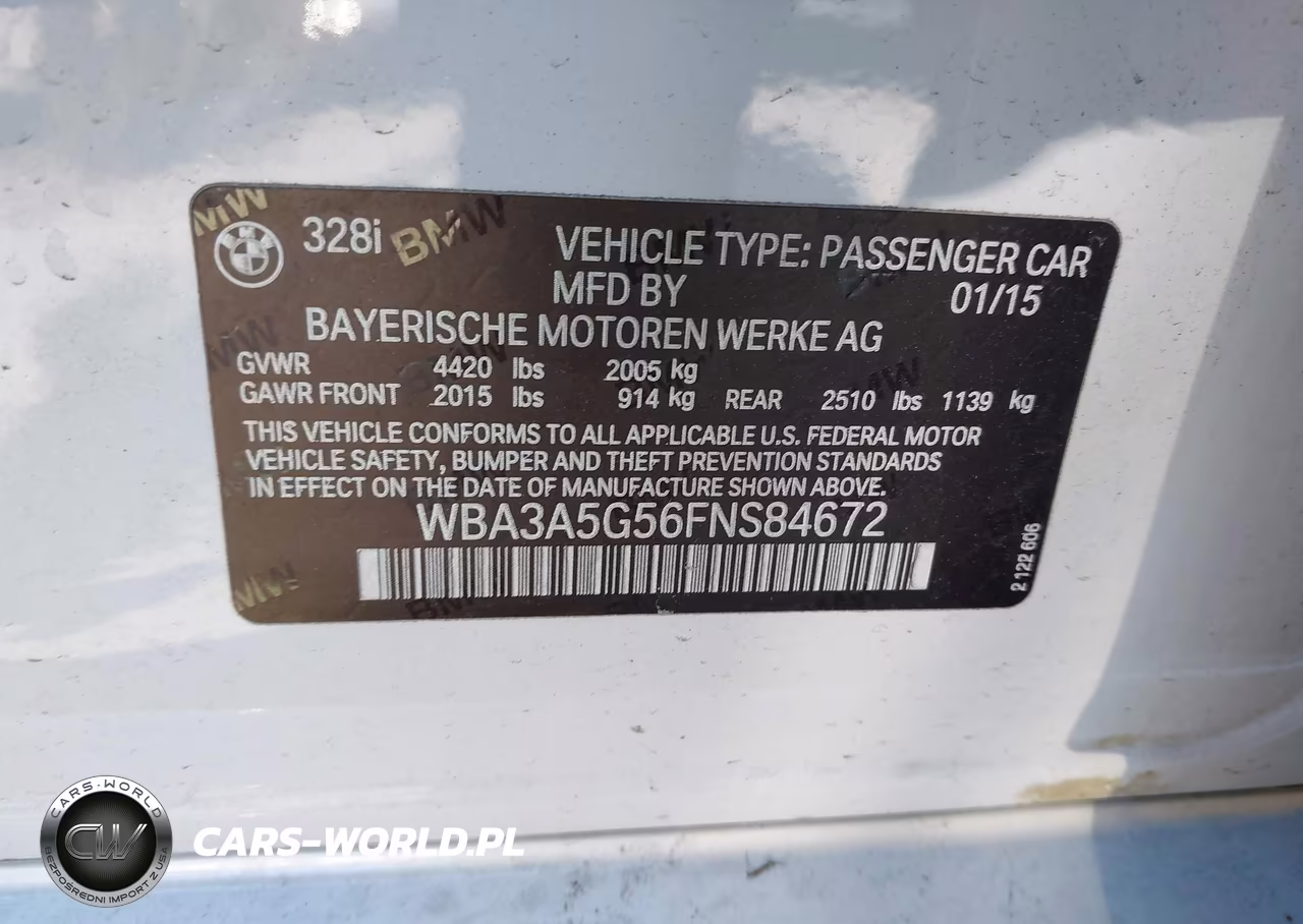 2015 BMW 328I VIN:WBA3A5G56FNS84672 - 9